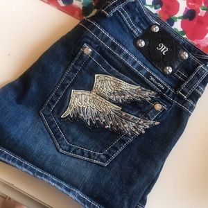 Miss Me denim shorts with angel wings💖